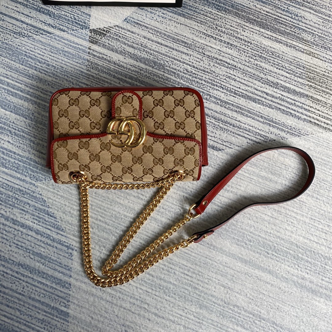 Gucci GG Marmont Matelasse Mini Shoulder Bag 446744 Dark red